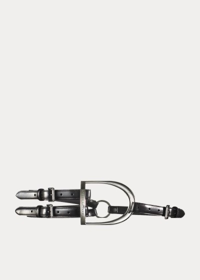 Cinturones Ralph Lauren Mujer Negros - Equestrian Tri-Strap Calf - RKNOP2148